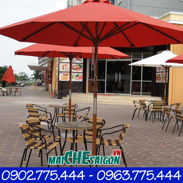 Dù quán cafe chính tâm cán gỗ
