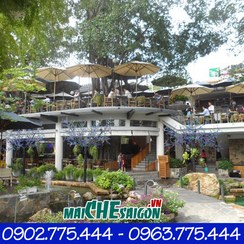 Dù quán cafe sân vườn tại gò vấp