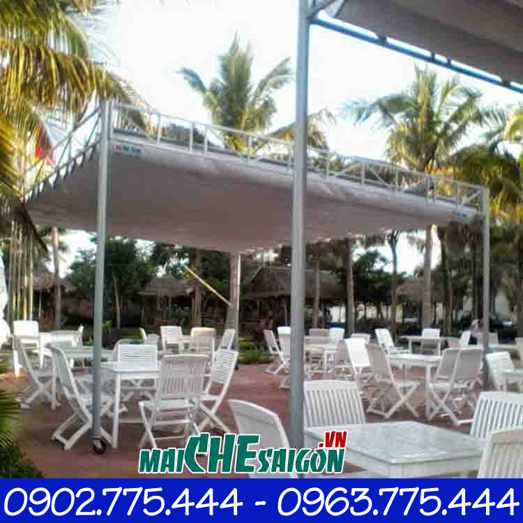 Thiết kế Mái xếp nhà hàng sân vườn tại Bình thạnh
