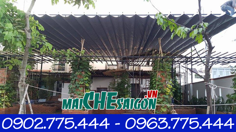 Mái xếp che nắng quán cafe tại sài gòn
